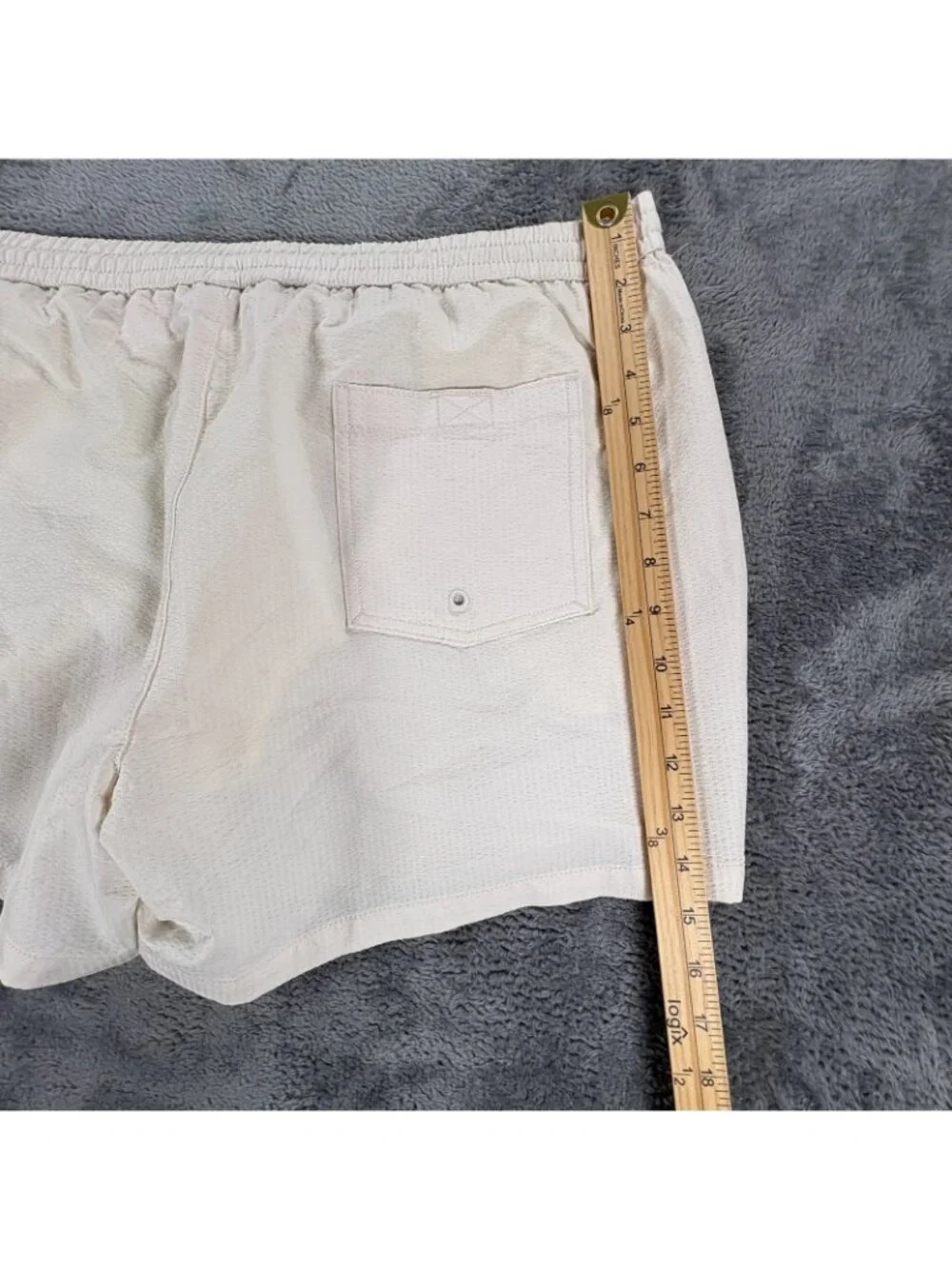 Zara Mens XL Cream Seersucker Swim Trunks Shorts Mesh Lined Drawstring 8574 467